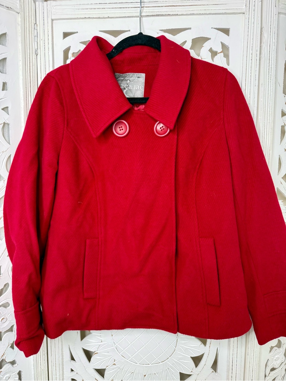 Mac & Jac Short Red Wool Blend Peacoat